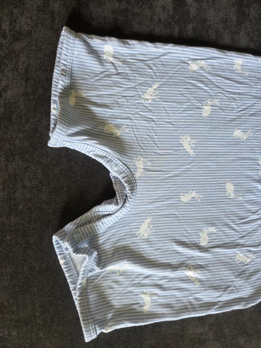 Little Sleepies Bunny Stripe Polo Romper 3T